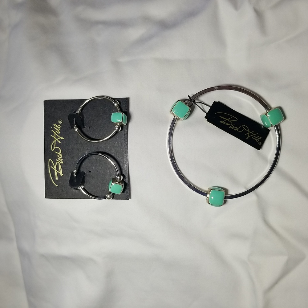 Birch Hill turquoise square earring and bangle set